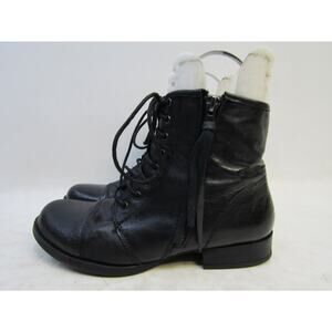 STEVE MADDEN Size 6.5 M Black Leather Zip Lace Up Fashion High Ankle Boots